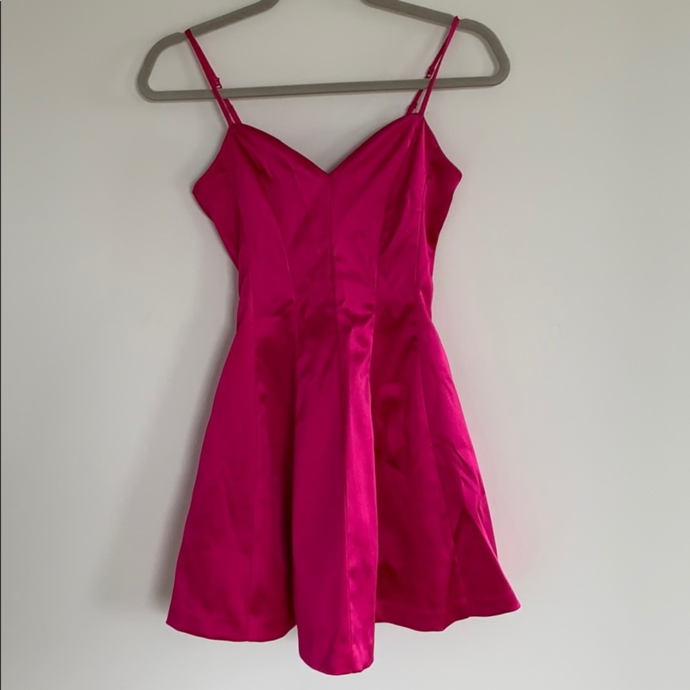 Fuchsia satin cocktail dress